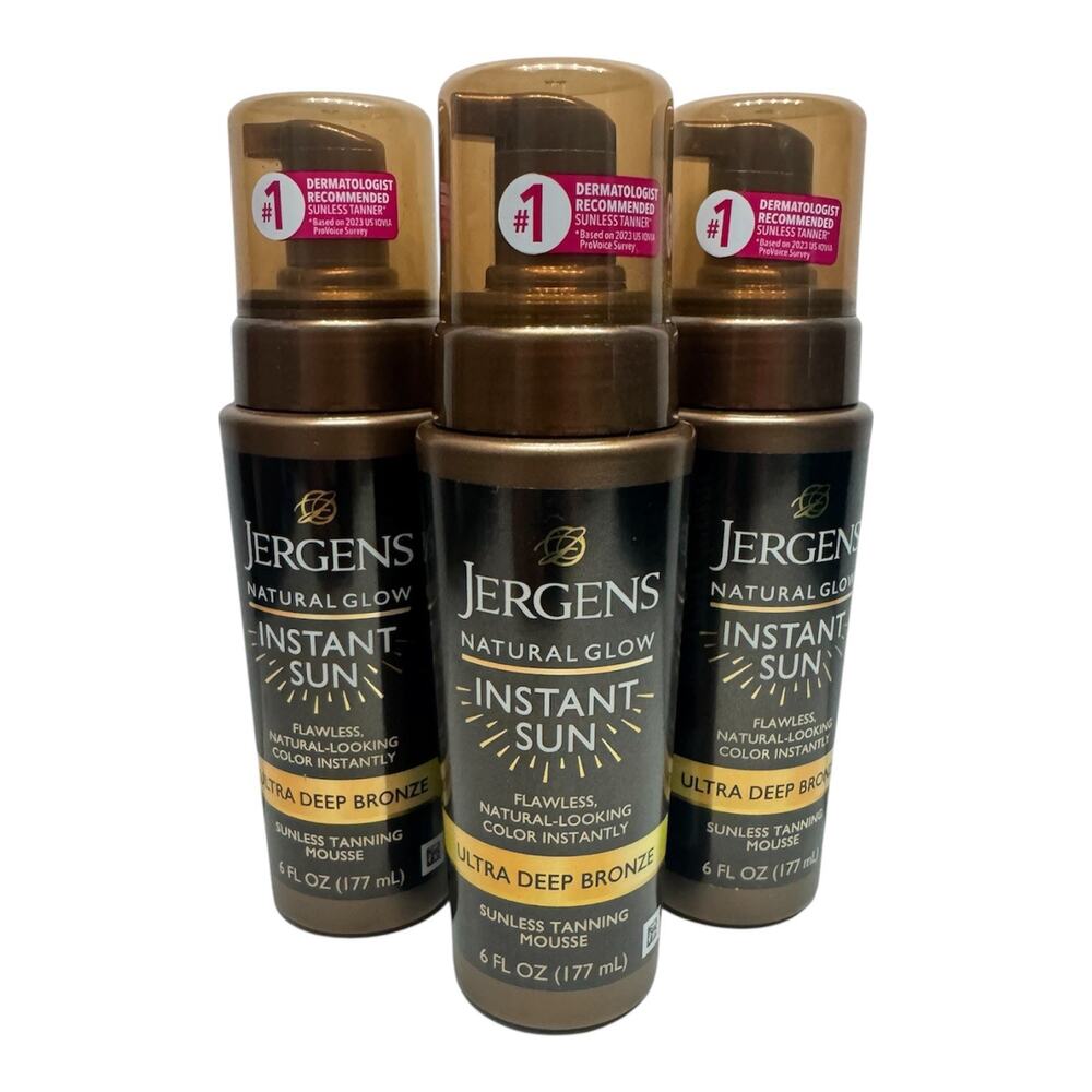 Jergens Natural Glow Sunless Tanning Mousse Ultra Deep Bronze 6 fl oz, Pack of 3